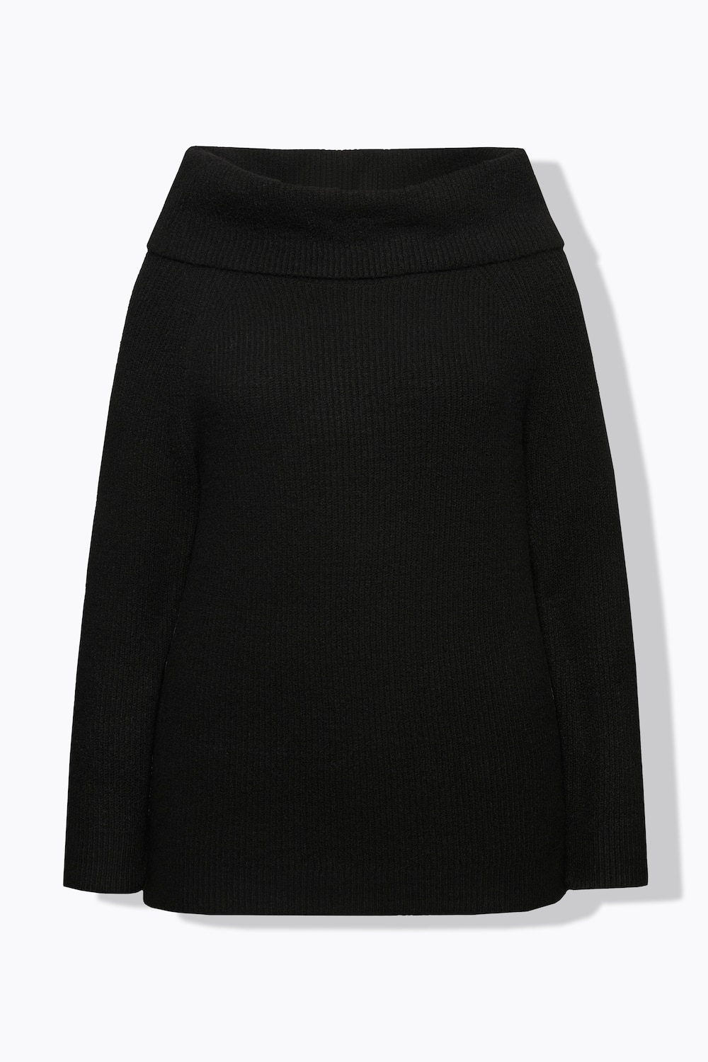 Stora storlekar Tröja med axelringning och lång ärm, Dam, svart, storlek: 54/56, Syntetfibrer/Polyester, Ulla Popken