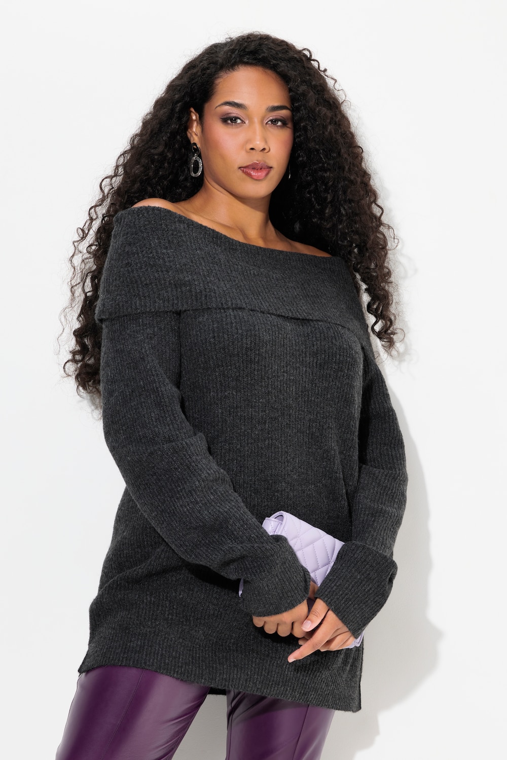 Grote Maten pullover, Dames, zwart, Maat: 58/60, Synthetische vezels/Polyester, Ulla Popken