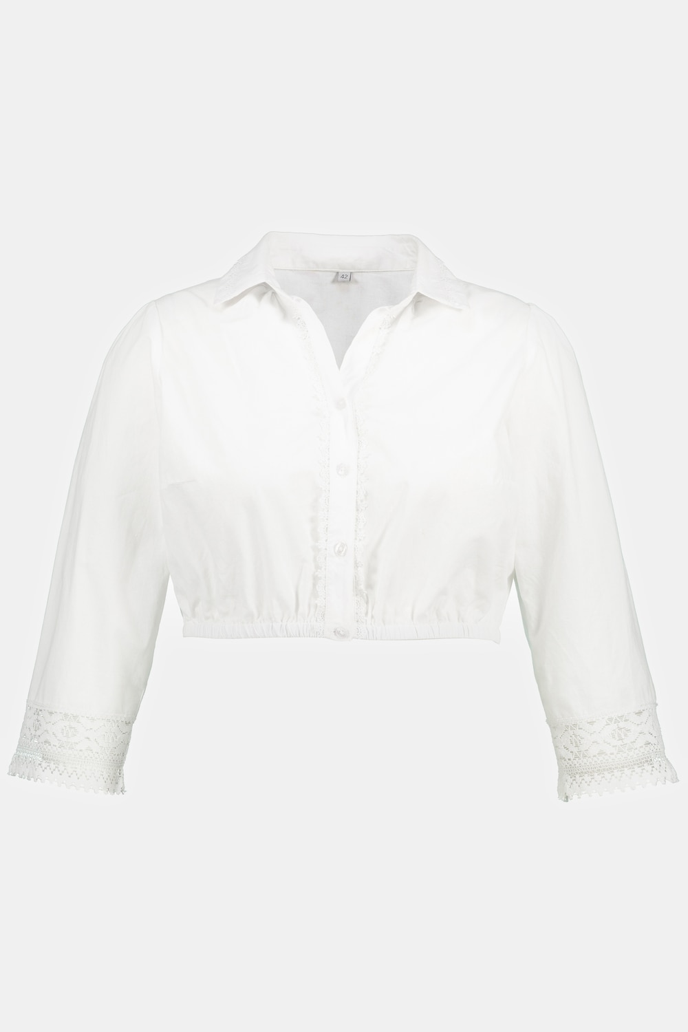 Grote Maten folklore blouse, Dames, wit, Maat: 48, Polyester/Katoen, Ulla Popken