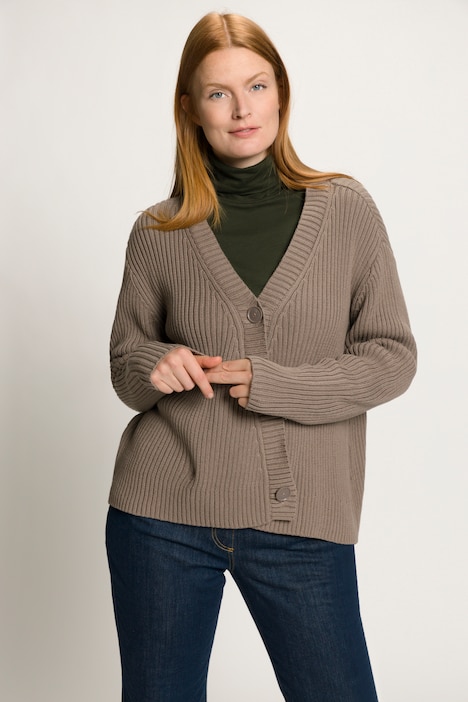 Eco Cotton Asymmetric Button Placket Cardigan Sweater