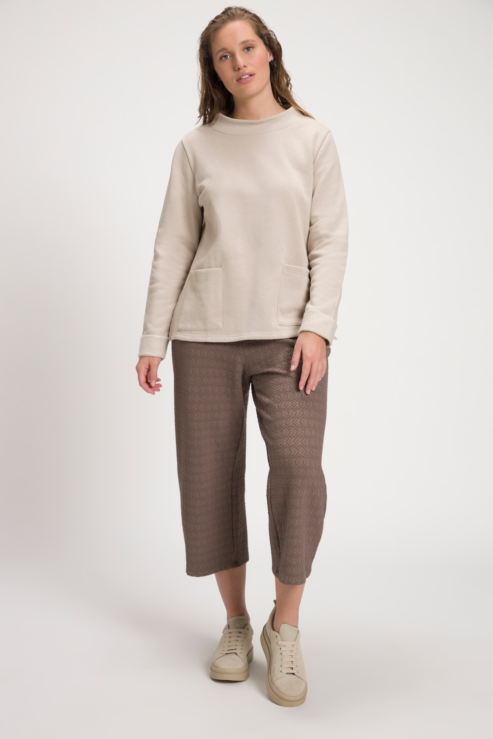 Große Größen Sweatshirt, Damen, beige, Größe: 42/44, Baumwolle, Ulla Popken