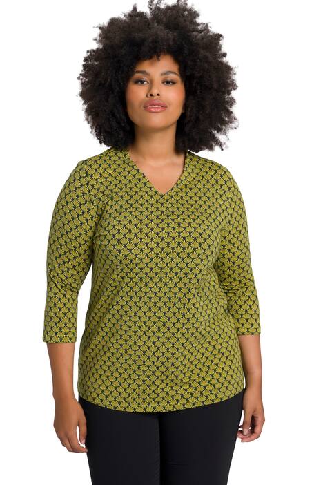 Tričko, kalichový límec, výstřih do V, 3/4 rukávy