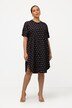 Lyocell jurk, stippen, ronde hals, korte mouwen