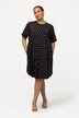 Lyocell jurk, stippen, ronde hals, korte mouwen