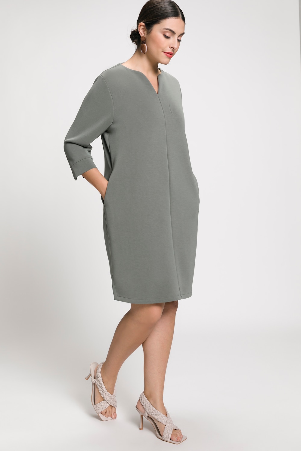 Grote Maten sweatjurk, Dames, groen, Maat: 58/60, Synthetische vezels/Polyester/Elastaan, Ulla Popken