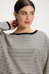 Stripe Piqué Boat Neck Sweatshirt