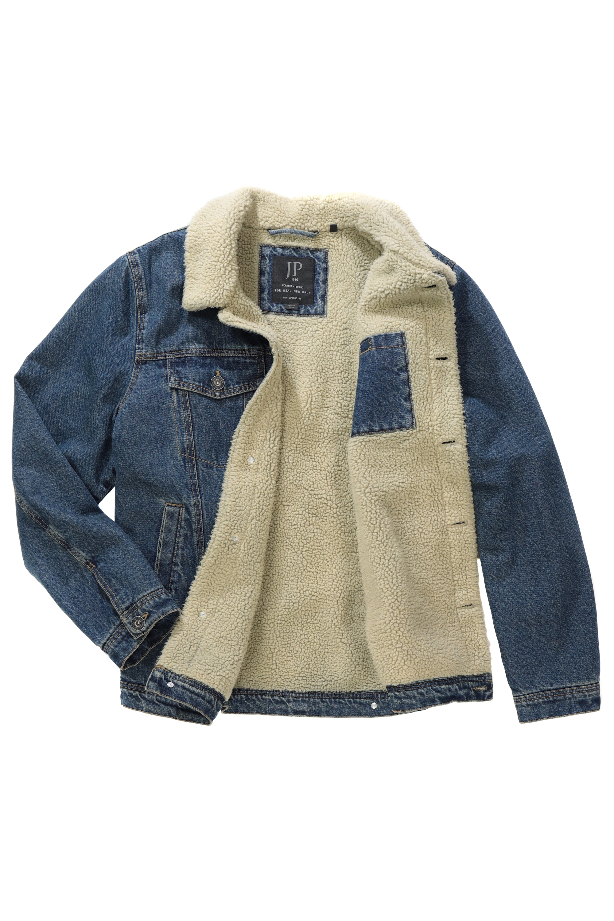 JP 1880 Herren große Größen Jeansjacke Denim Teddyfutter Hemdkragen