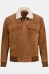 Veste en cuir, croûte de porc, col en Teddy, zip