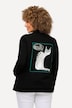 Sweatjacke, Katze, Boxy-Form, Collegekragen