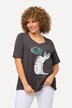 MIAU Cat Print Glitter Stone A-line Fit Stretch Tee