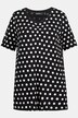 T-shirt, stippen, rimpeling, hartvormige hals, korte mouwen