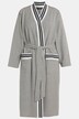 Stripe Edge Long Wrap Style Cotton Blend Bathrobe