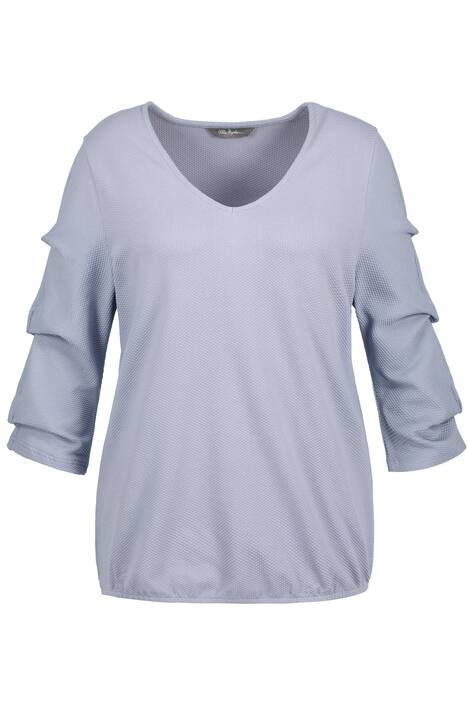 Mikina, struktura, oversize, výstřih do V, 3/4 rukávy