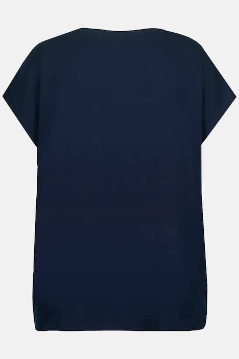 Mixed Fabric Brushstroke Line Print Oversized Fit Top | T-Shirts | Knit