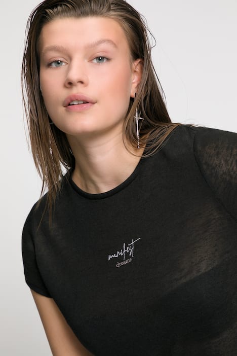 T-Shirt, Classic Fit, Flammjersey, Stick Statement, Rundhals, Halbarm