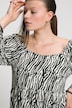 Zebra-Kleid, A-Line, Carree-Ausschnitt, Langarm, Jersey-Unterkleid