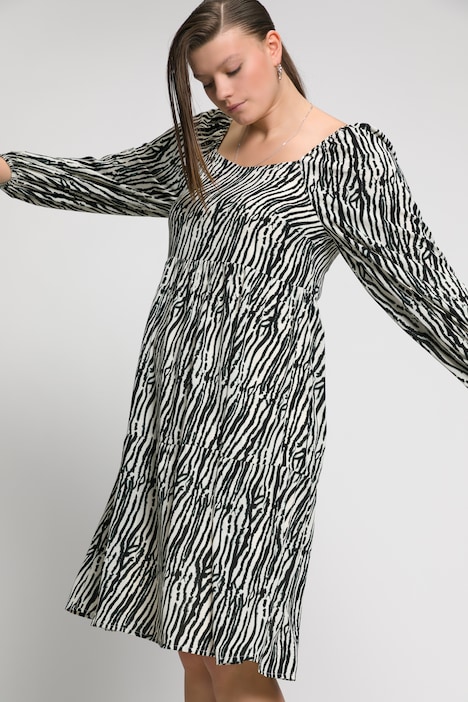 zebra jurk, A-lijn, carréhals, lange jersey onderjurk | overige Jurken Jurken