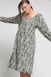 Zebra-Kleid, A-Line, Carree-Ausschnitt, Langarm, Jersey-Unterkleid