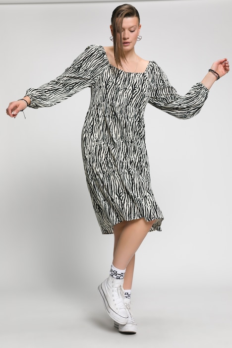 zebra jurk, A-lijn, carréhals, lange jersey onderjurk | overige Jurken Jurken