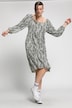 Zebra-Kleid, A-Line, Carree-Ausschnitt, Langarm, Jersey-Unterkleid