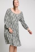 Zebra-Kleid, A-Line, Carree-Ausschnitt, Langarm, Jersey-Unterkleid