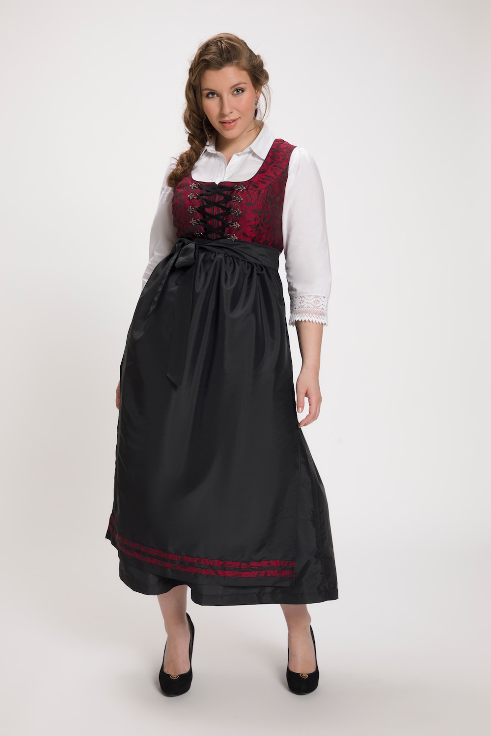 Grote Maten folklore jurk, Dames, rood, Maat: 48, Polyester, Ulla Popken
