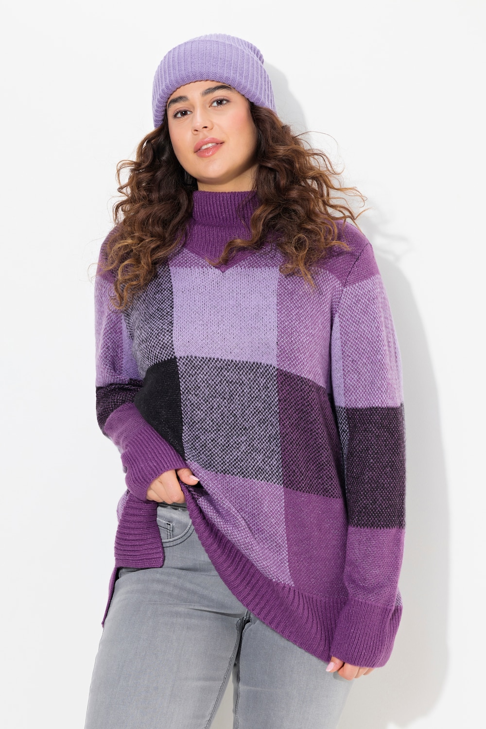 Große Größen Pullover, Damen, lila, Größe: 58/60, Synthetische Fasern, Ulla Popken