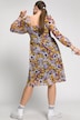 Blumen-Kleid, A-Line, Carree-Ausschnitt, Langarm, Jersey-Unterkleid