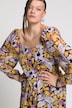 Blumen-Kleid, A-Line, Carree-Ausschnitt, Langarm, Jersey-Unterkleid