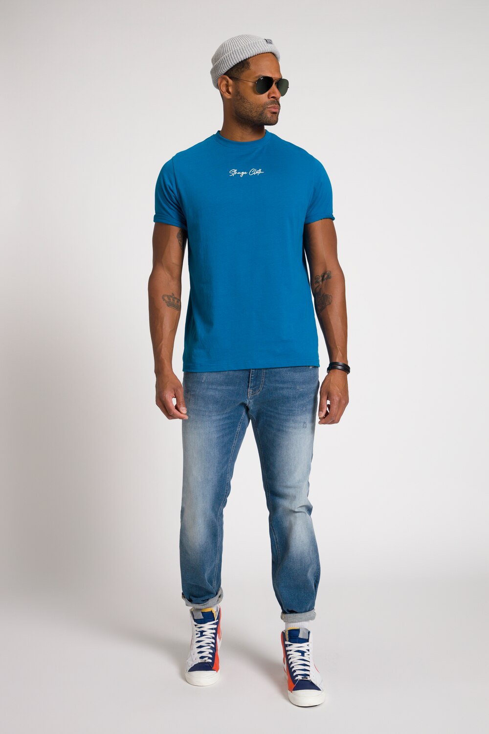 Grote Maten STHUGE T-shirtmale, blauw, Maat: XXL, Katoen, STHUGE