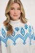 Norweger-Pullover, Oversized, Rollkragen, Langarm