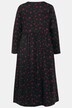 Žerzejové šaty, midi délka, květovaný potisk, hranatý výstřih, dlouhé rukávy
