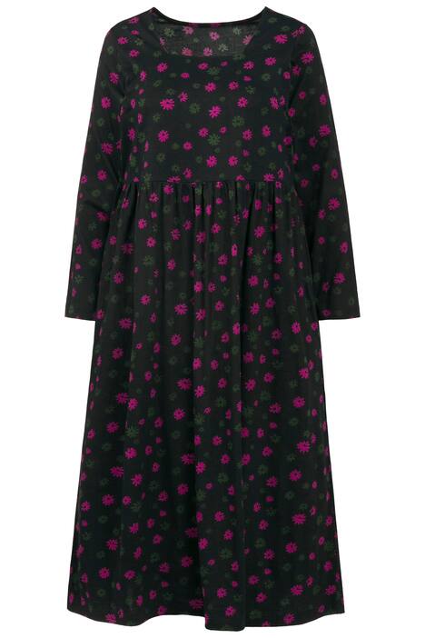 Žerzejové šaty, midi délka, květovaný potisk, hranatý výstřih, dlouhé rukávy