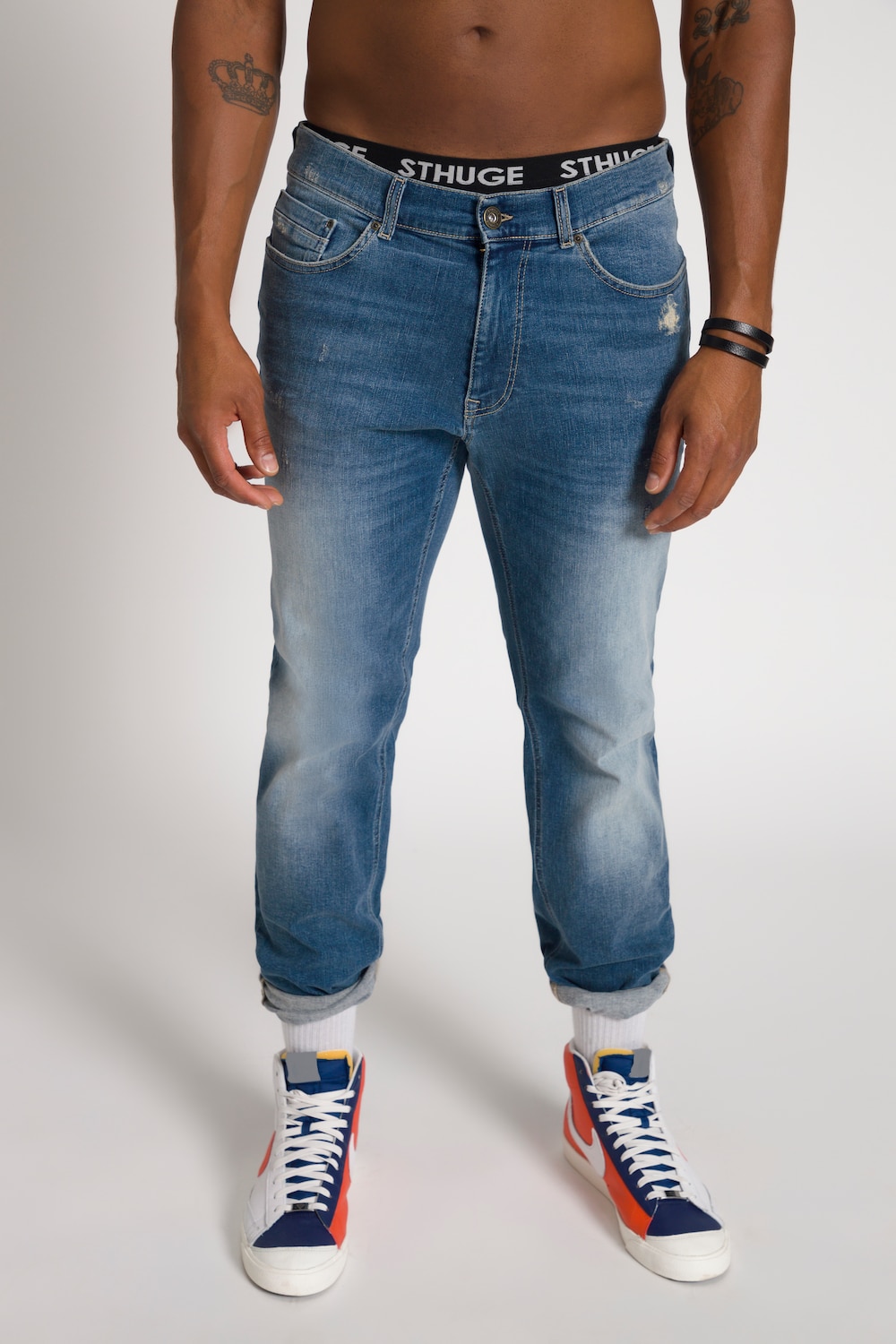 Grote Maten STHUGE jeans FLEXLASTIC®male, blauw, Maat: 50, Katoen, STHUGE