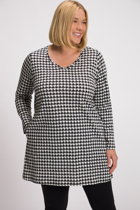 Seasonal Print Swing Knit Pocket Cotton Tunic