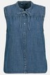 Tie Neck Button Front Denim Tank Blouse