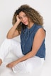 Tie Neck Button Front Denim Tank Blouse