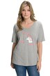 Dog Print V-Neck Short Sleeve Tee
