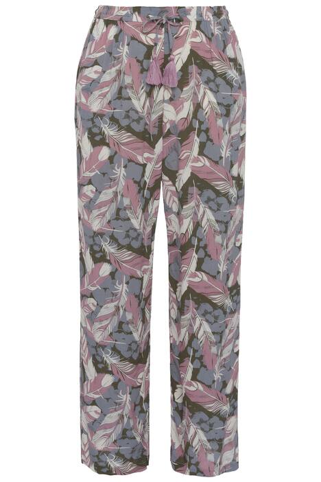 Kalhoty Rose, peří, široké nohavice, elastický pas, krep