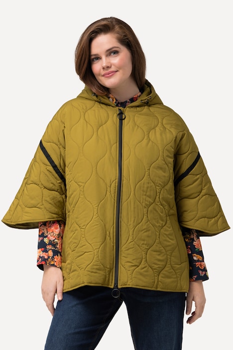 Viva Recently Inca Empire Quilted Zip Front Hooded Water Repellent Lined Poncho | Quilted Jackets |  Jackets