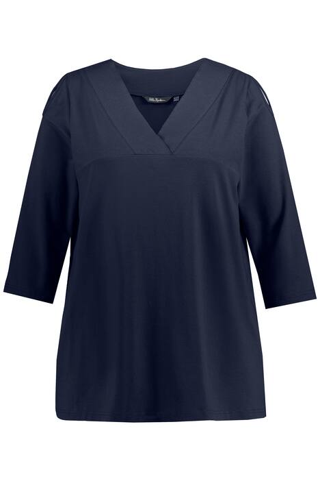 Tričko, ramena s průstřihy, výstřih do V, 3/4 rukávy