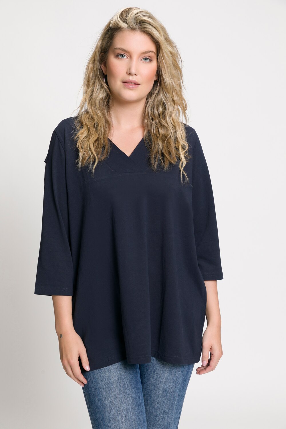 Grote Maten T-shirt, Dames, blauw, Maat: 42/44, Katoen, Ulla Popken