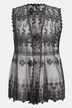Embroidery Detail Sheer Tulle Open Front Vest