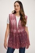 Embroidery Detail Sheer Tulle Open Front Vest