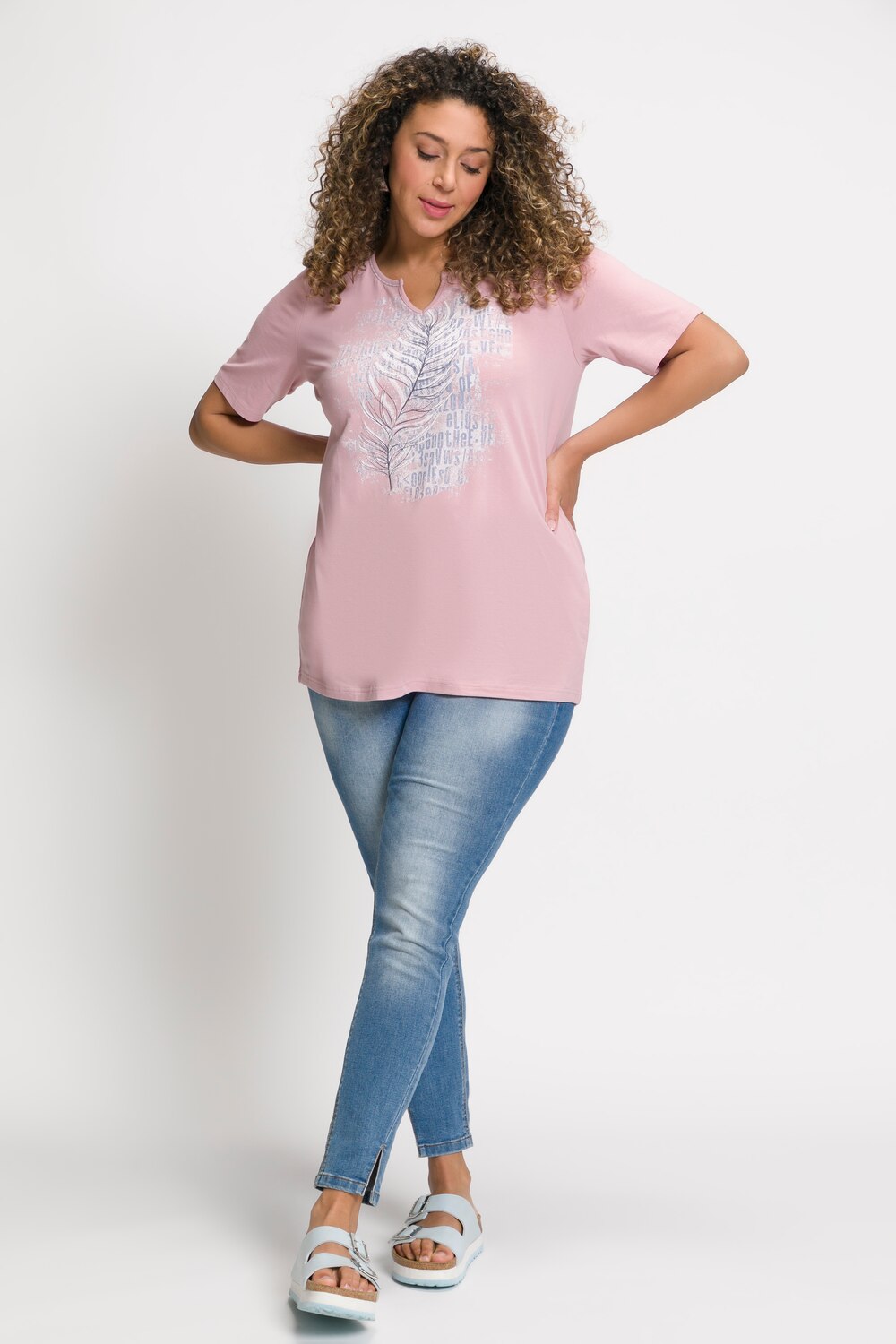 Grote Maten T-shirt, Dames, roze, Maat: 50/52, Katoen/Viscose, Ulla Popken