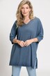 Metallic Edge V-Neck Lightweight Tunic Sweater