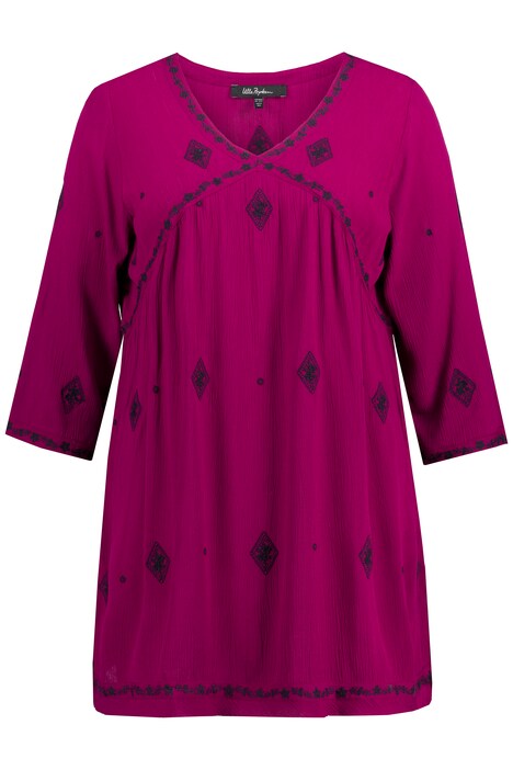 Tunika, výšivka, výstřih do V, 3/4 rukávy