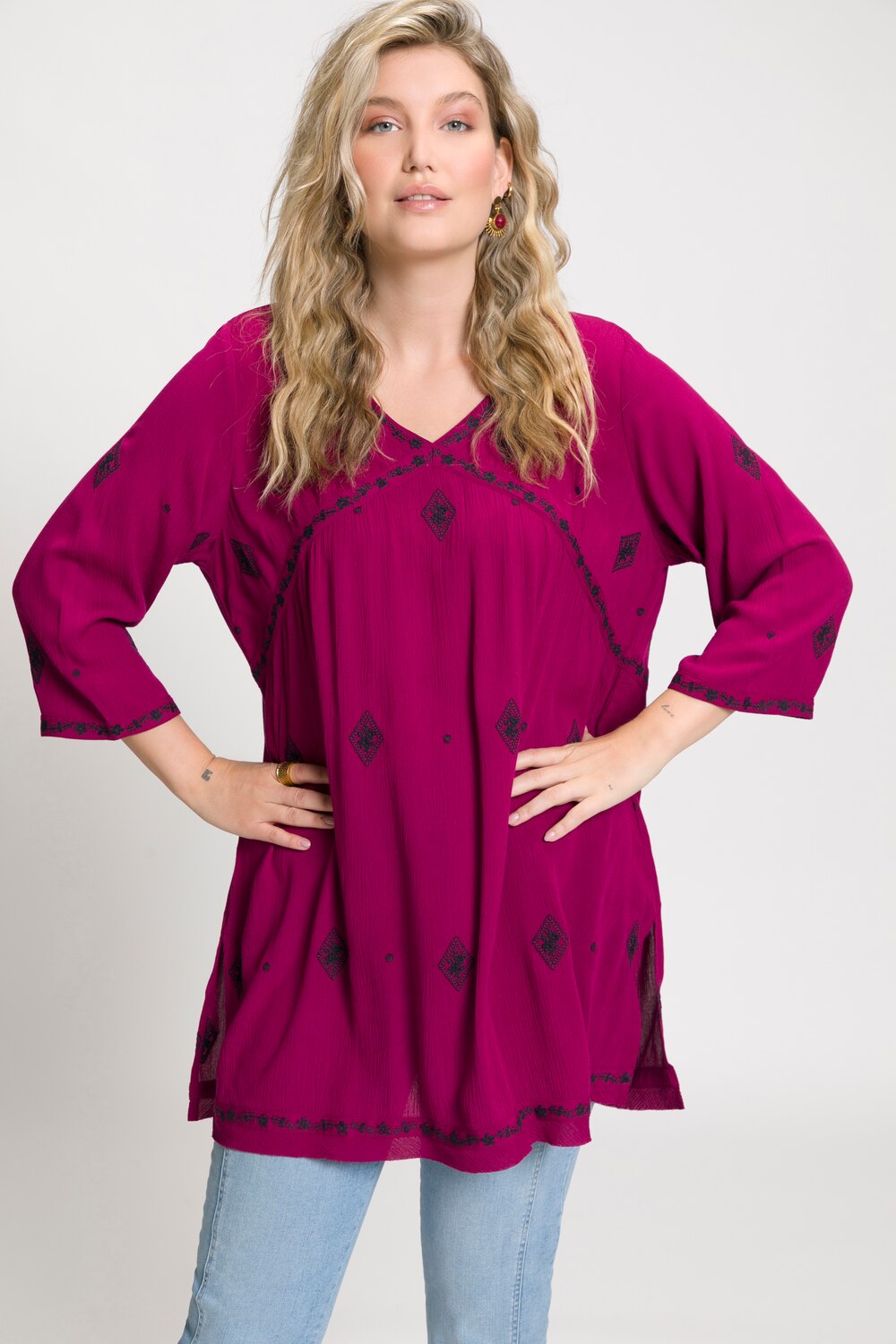 Grote Maten tuniek, Dames, roze, Maat: 46/48, Viscose, Ulla Popken