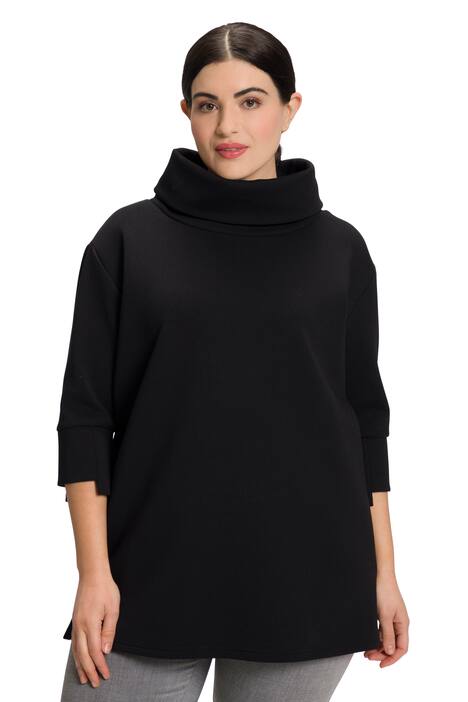 Mikina, stojáček, 3/4 rukávy, asymetrické manžety