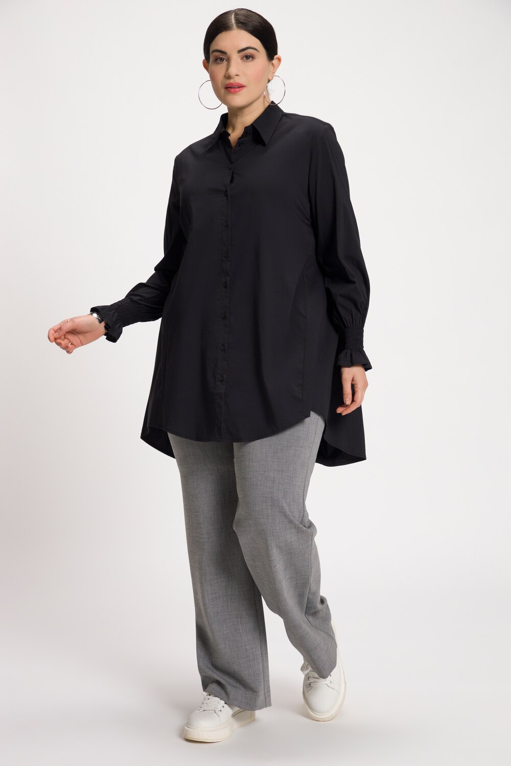 Grote Maten blouse, Dames, zwart, Maat: 46/48, Katoen/Synthetische vezels, Ulla Popken